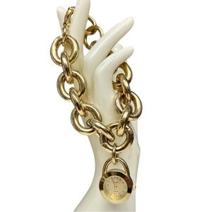 Vintage DG Gold Chunky Chain Link Bracelet Watch Statement Jewelry 9.5 Inch